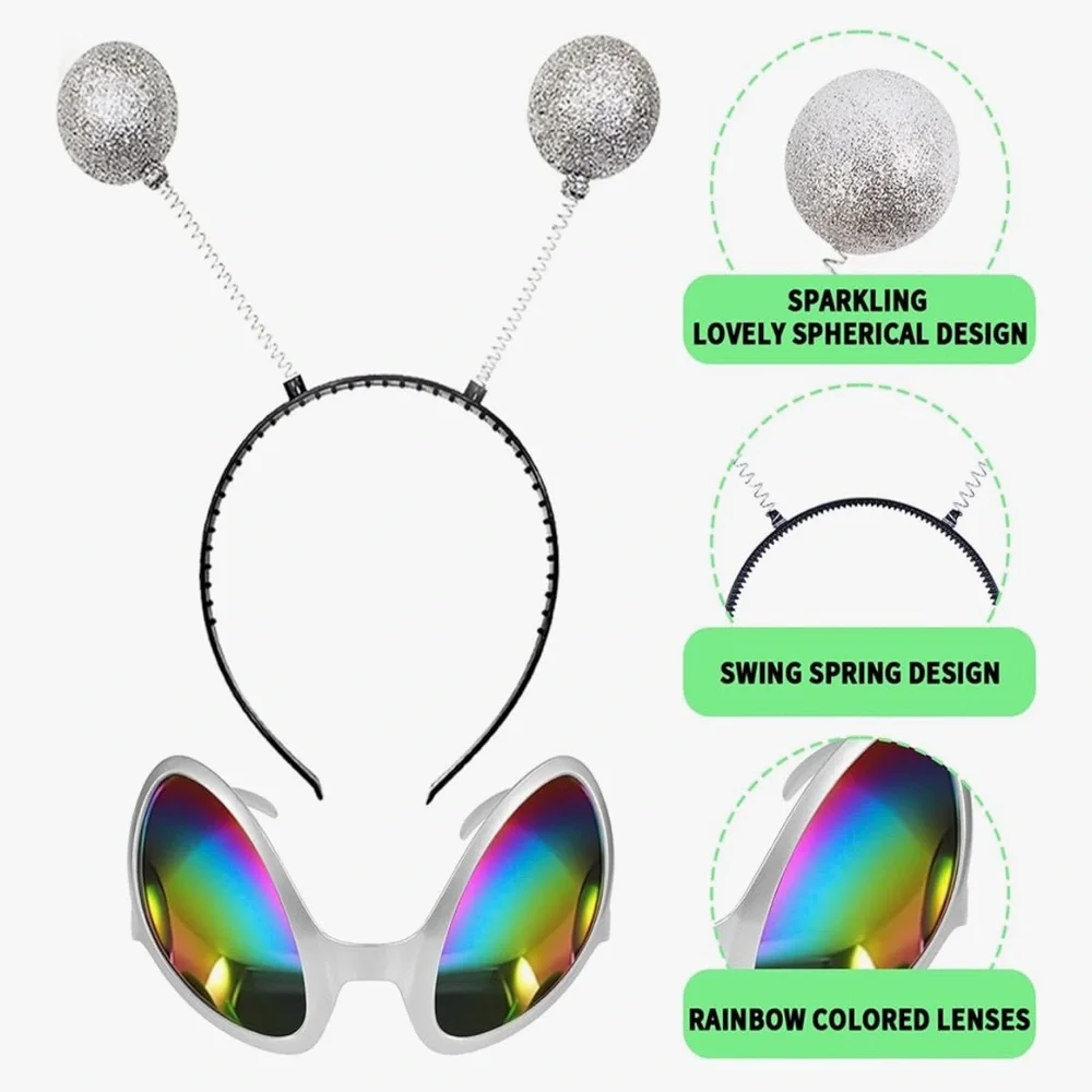 Alien Headband and Sunglasses Set of two- Green and Silver nwt